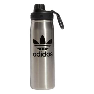 Imagem de adidas Originals Garrafa de água de metal de 600 ml, aço inoxidável 18/8 isolada de parede dupla quente/fria, Aço inoxidável/preto/preto, 20.3 Ounces
