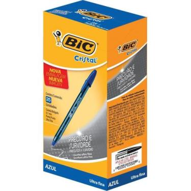 Imagem de Caneta Esferográfica Bic Cristal Precisão 0.7mm Ultra Fina Azul Caixa