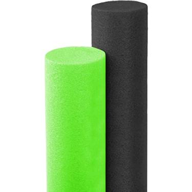 Imagem de The Dreidel Company Tubo de espuma flutuante de macarrão para piscina, preto/verde, pacote com 2, macarrão grosso para flutuar na piscina, cores sortidas, 130 cm de comprimento