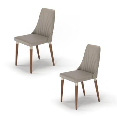 Imagem de Kit 2 Cadeiras Loren com Pés em Madeira Maciça Natural/Champanhe