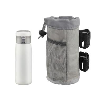 Imagem de povtii Suporte de copo para bicicleta, suporte de bebida de ciclismo Oxford com bolsos de malha e tiras autoagilizantes, organizador universal de garrafa de água para bicicletas, barcos, cadeiras de