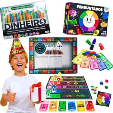 Imagem de Kit 2 jogos de tabuleiro infantil jogo perguntados educativo brinquedo pedagógico + Administrando o seu dinheiro educação financeira didatico para escola presente dia das crianças menina menino 8 anos