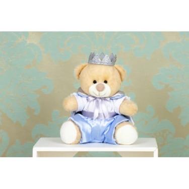 Imagem de URSO DE PELUCIA TEDDE 12 CM - PRINCIPE PARA DECORAÇÃO (AZUL CLARO COM PRATA)