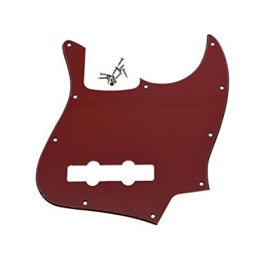 Imagem de KAISH 4 cordas J Bass Style Pickguard Bass Pick Guard Scratch Plate para jazz dos EUA/México J baixo vermelho 3 camadas