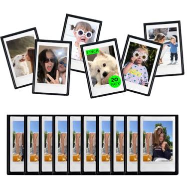 Imagem de wogozan Moldura magnética de 5 x 7 cm para câmera Fujifilm Instax Mini 12/11/99/90/8/SE/7+/EVO, filmes de 5 x 8 cm, ímãs para geladeira com capa transparente, pacote com 20, preto