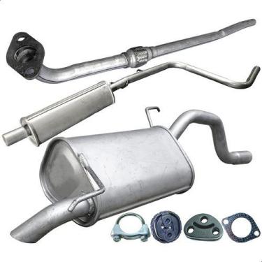 Imagem de Kit Escapamento Tubo+ Abafador + Traseiro Palio 1.0 8v 15 19 - ScapJá