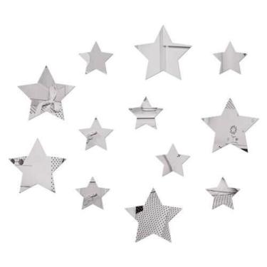 Imagem de Espelho Decorativo Acrílico Estrelas 7cm Sala Quarto 12 Peças - AGV Cr