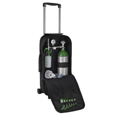 Imagem de Kit Oxigênio Portátil 3 Litros Bolsa Preta com Rodinhas Sem Carga - Co
