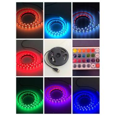 Imagem de Fita led rgb 5050 1m 60 leds controle USB prova da chuva Pcb preto - T