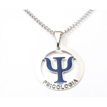 Imagem de Colar Cordão Profissão Psicologa Psicologia Aço Inox - Milena Folheado