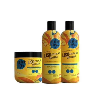Imagem de Kit Shampoo Condicionador e Máscara Liso até falar  que chega! Oh My! 