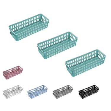 Imagem de Cesto Decorativo Caixa Organizadora Slim G Cozinha Kit Com 3 - Atelie 