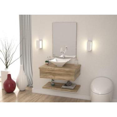 Imagem de Bancada Metrópole 605w C/cuba Lux L30 C/prateleira - Compace, Branco