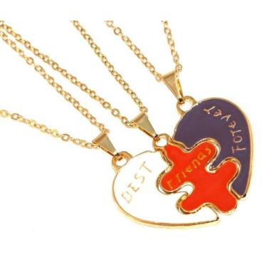 Imagem de Cordão Minhas Amigas Best Friends Amizade Folheado 3 Pçs - Milena Folh