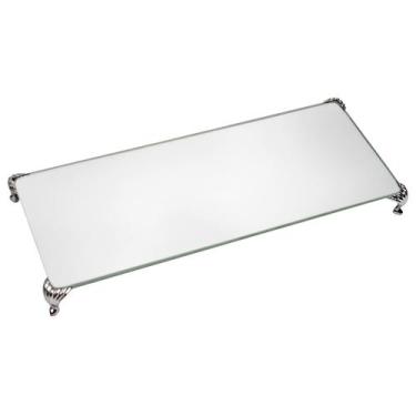 Imagem de Bandeja de Vidro C/ Pé Luxo Mesa Banheiro Lavabo Sala 25x10  - M3 Deco