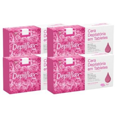 Imagem de Kit 4 Cera Quente Depilatória Profissional Rosa Depilflax Barra 1Kg Gr