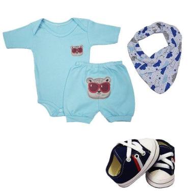 Imagem de Kit 3 Peças Bebês Conjunto Body e Short Bandana Sapatinhos - Koala Bab