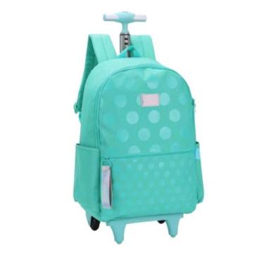 Imagem de Mochila Grande Rodinha Com Alça Escolar Infantil Turquesa - UP4YOU