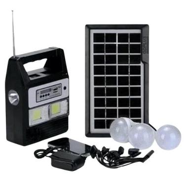 Imagem de Kit Gerador Energia Solar Rádio Bluetooth Placa Solar 3Lamp - Luatek