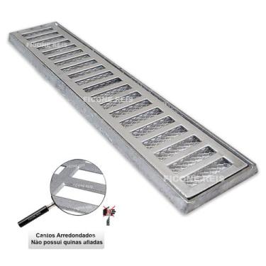 Imagem de Grelha Pluvial 10X50 Alumínio Com Aro E Tela Anti Escorpião - Ficone &