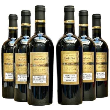 Imagem de Vinho Conte di Campiano Riserva Primitivo di Manduria  Kit com 6 Garra