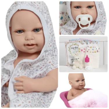 Imagem de Boneca Reborn Princesa Larinha Roupão Coelhinho Com Itens - Cegonha Re