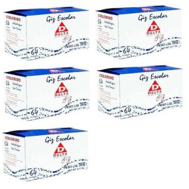 Imagem de Kit 5 Caixas De Giz Colorido com 64 Palitos Cada Para Lousa Quadro Ver