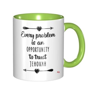 Imagem de LINKEQICHE Caneca Beliefs Faith Caneca de café para amigo colega de trabalho citação de testemunha de Jeová Jhwh Christian Say presente significativo para homens mulheres interno e alça verde 325 ml