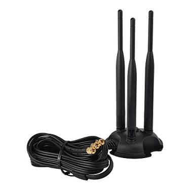 Imagem de Eightwood Antena WiFi de banda dupla de 2,4 GHz 5 GHz, conector triplo RP-SMA, base magnética para PC desktop, cartão PCIe WiFi, roteador sem fio WiFi, ponto de acesso móvel, adaptador USB WiFi