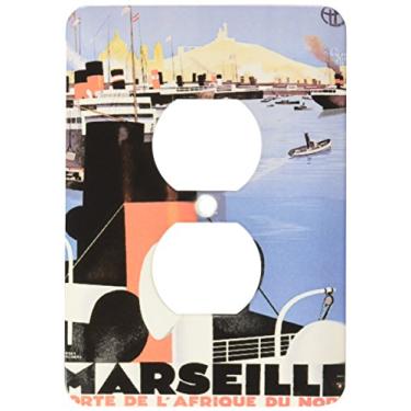 Imagem de 3dRose LLC lsp_149240_6 Vintage Marseille Porte De L Afrique Du Nord Steam Ship Travel Poster 2 Plug Outlet Cover