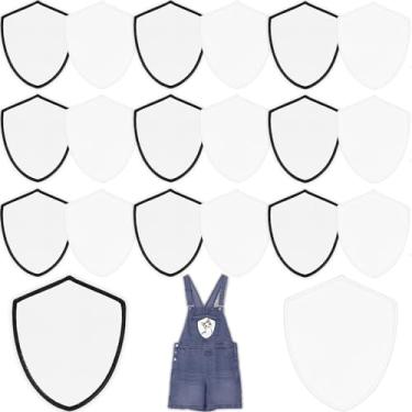 Imagem de iFForce Remendos em branco de sublimação – 20 peças grande aplique de ferro com borda preta e branca - Emblemas adesivos fortes atualizados para projetos de camiseta de mochila de chapéus DIY (Cracha)