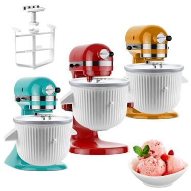 Imagem de GuanQiao Acessório para Máquina de Sorvete para Misturador de Suporte Kitchenaid, Tigela de Sorvete Compatível com Misturadores de Suporte de 4,5 Qt e Maiores, Acessório para Fabricante de Sorvete e S