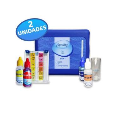Imagem de 2 Kits Teste 3 em1 Medidor De Ph Cloro e Alcalinidade de Água de Pisci