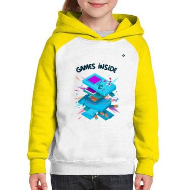 Imagem de Moletom Infantil Games Inside - Foca na Moda, Branco, Amarelo, 10