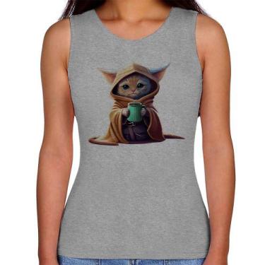 Imagem de Regata Feminina Gato Jedi - Foca na Moda, Cinza, G