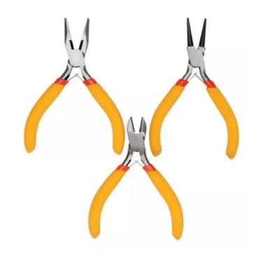Imagem de Alicates corte diagonal meia cana bico redondo jogo kit 3 pcs bom-3703