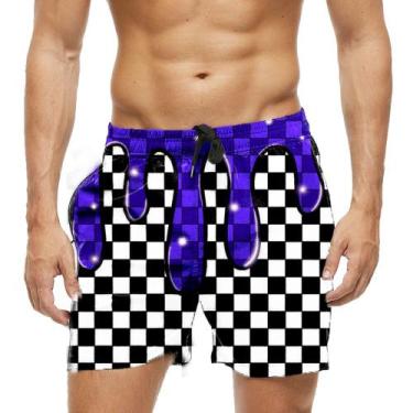 Imagem de Short Praia Shorts Banho Bermuda Verão Xadrez Gosma Roxa 917 - SMOKE, 