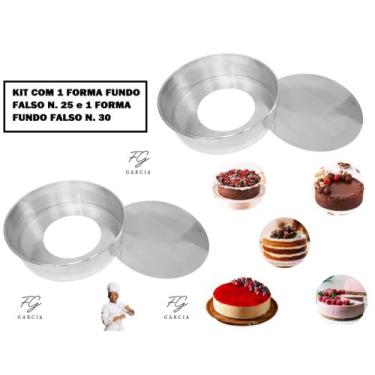 Imagem de Kit Com 2 Forma Fundo Falso Tamanho 25 e 30 cm Alumínio Qualidade Supe