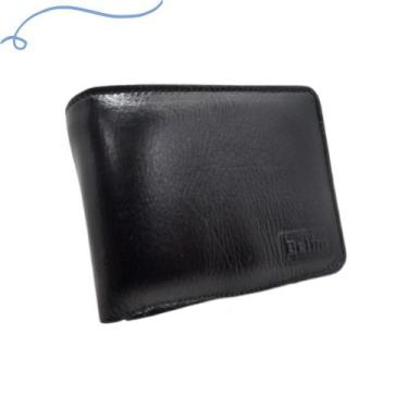 Imagem de Carteira Masculina Em Couro Legítimo Macio Preta Cabe Rg - HB 11