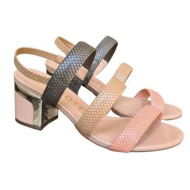 Imagem de Sandália Feminina Tiras Salto Grosso Médio Mariotta 12527-92