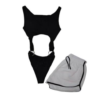 Imagem de Conjunto Body Maiô Com Bojo, Liso + Short - Gringas Model, Preto, Únic