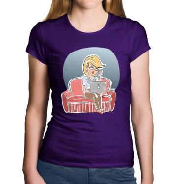 Imagem de Baby Look Algodão Home Office - Foca na Moda, Roxo, M