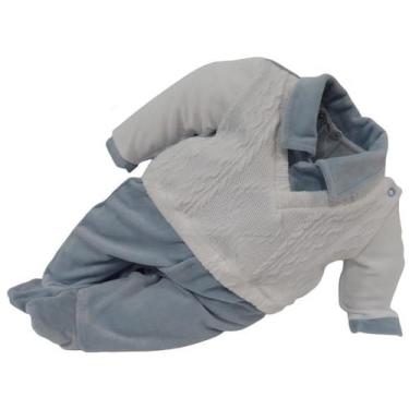 Imagem de Macacão Luxo Bebê Menino Plush Inverno Enxoval Zafielo 603, Azul, GG (