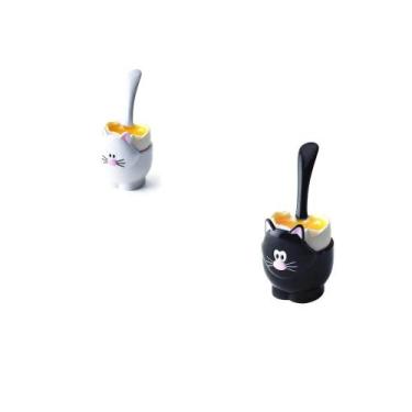 Imagem de Conjunto de 2 porta ovos gatinho com colher - JOIE