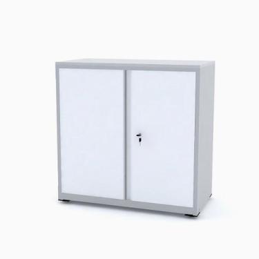 Imagem de Armário de Aço Baixo com Tampo de Madeira Ap406sl Pandin 84 cm Cinza e