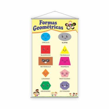 Imagem de Banner Escolar Pedagógico Formas Geométricas 2 - 120x65cm - PlimShop