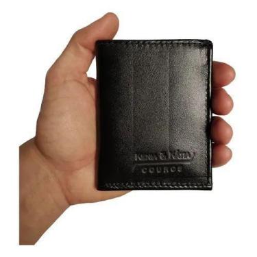 Imagem de Mini Carteira Fina Em Couro Porta Notas Cartão Cnh Rg - Kenia e Katia,