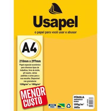 Imagem de Papel A4 Pérolado Usapel Amarelo Ouro 180G - Caixa com 30 Folhas - Fil