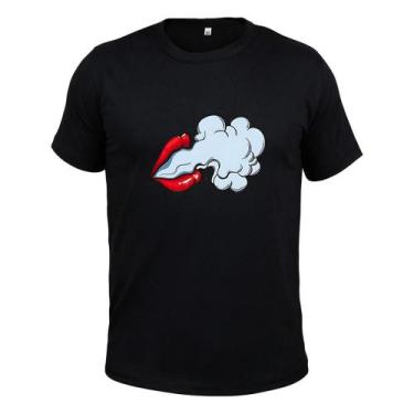 Imagem de Camiseta Plus Size Unissex Malha 30.1 Estampada Boca Fumaça - Surprass