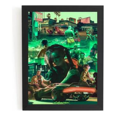 Imagem de Quadro Arte Game Cyberpunk 2077 Poster Moldurado - Fanarte